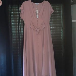 Mauve Midi Button Down Dress